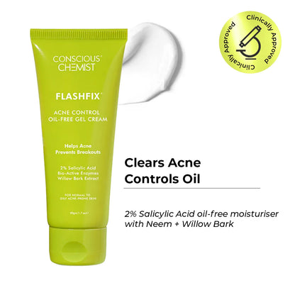 Flashfix Acne Control Oil - Free Gel Cream | 50 gm | Special Deal