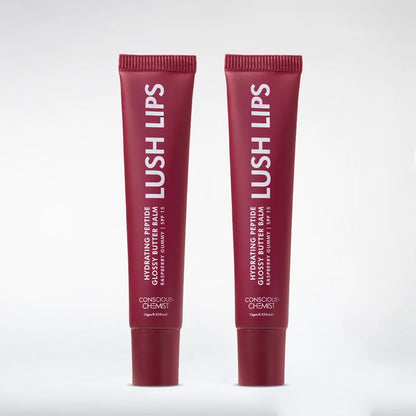 Glossy Peptide Lip Balm (Pack Of 2) | Raspberry | 12 Hrs Hydration | 2x15 Gms