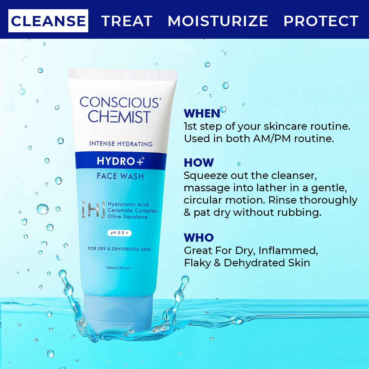 Hydrating Face Wash For Dry Skin | Hyaluronic Acid & Ceramides | 100 ml