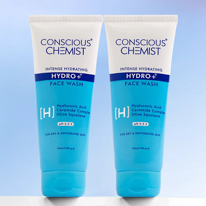 Hydro+ Face Wash( Pack Of Two) | Hyaluronic Acid & Ceramides | 2x100 ml