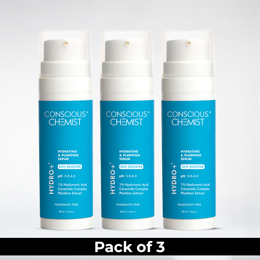 Hydro+ Hydrating & Plumping Serum | 1% Multi-Molecular Hyaluronic Acid | Pack Of 3 | 3 x 30 ml | Special Deal