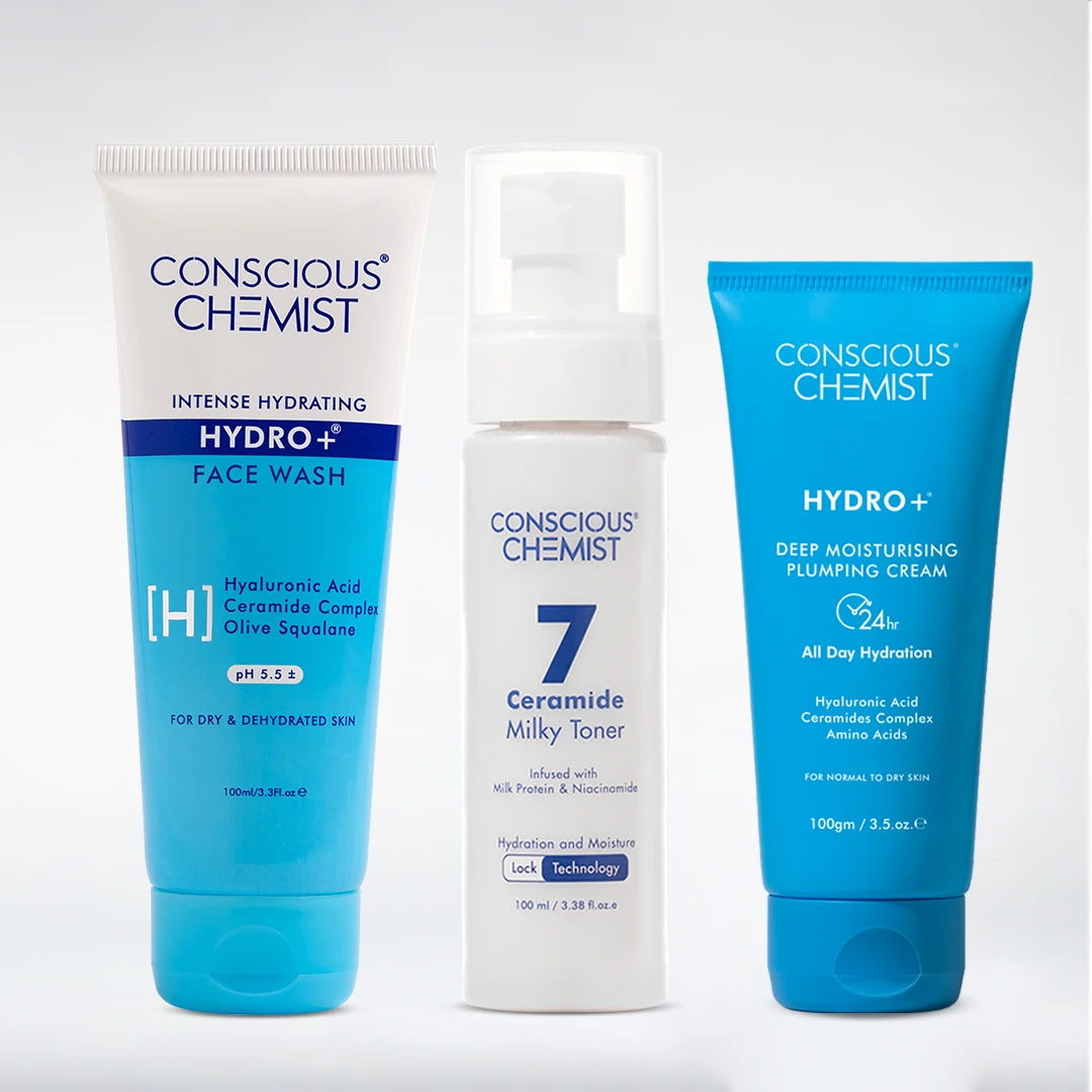 Dry Skin Hydration Trio | Hydrating Face Wash, Toner and Moisturizer | Combo