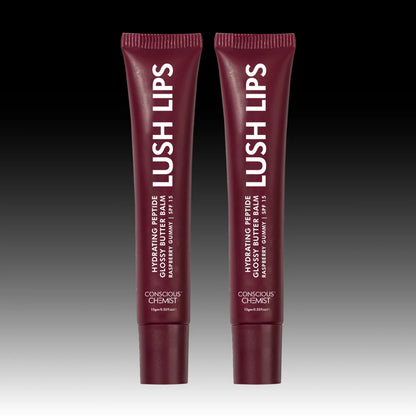 Glossy Peptide Lip Balm (Pack Of 2) | Raspberry | 12 Hrs Hydration | 2x15 Gms