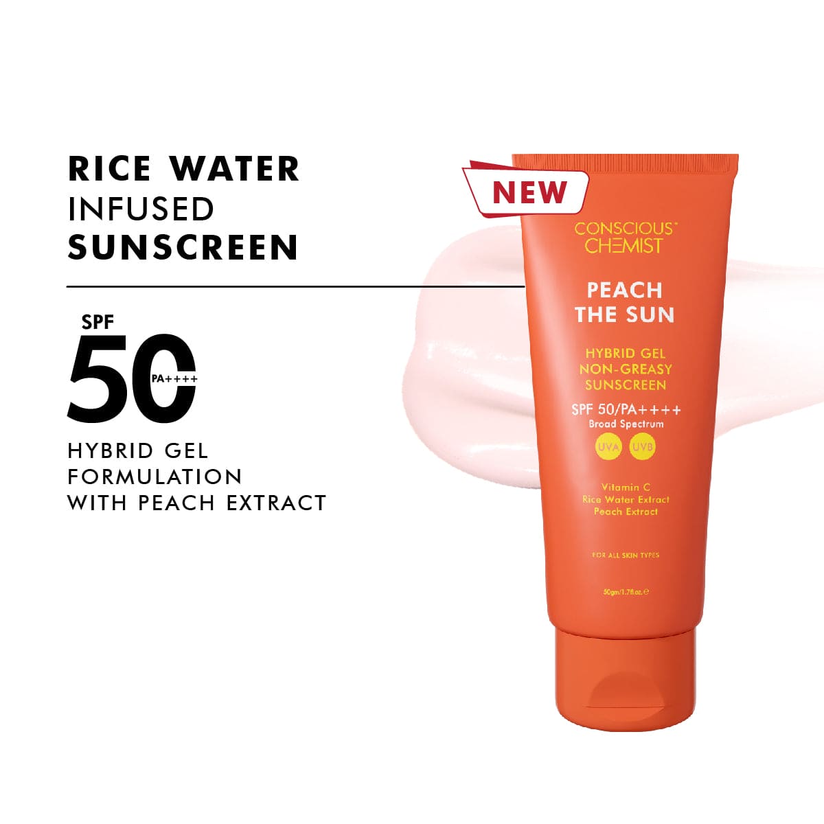 Vitamin C Sunscreen | SPF 50 PA++++ | Zero Whitecast | 50 gm