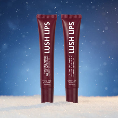 Glossy Peptide Lip Balm (Pack Of 2) | Raspberry | 12 Hrs Hydration | 2x15 Gms