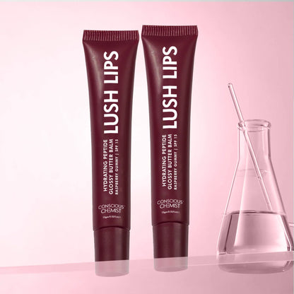 Glossy Peptide Lip Balm (Pack Of 2) | Raspberry | 12 Hrs Hydration | 2x15 Gms