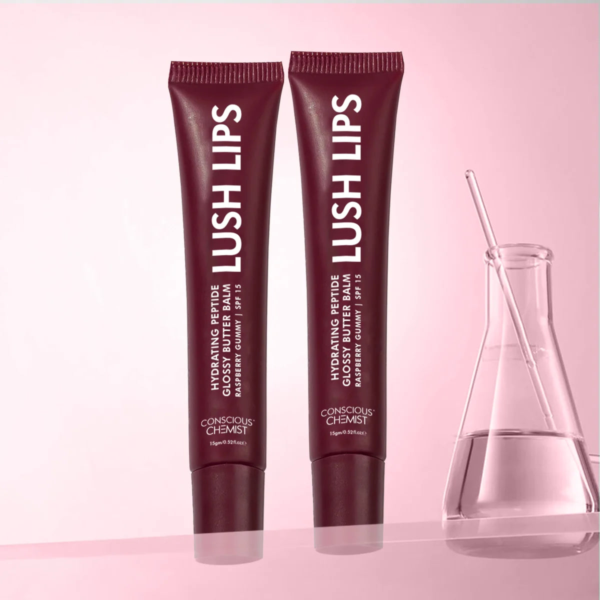 Glossy Peptide Lip Balm (Pack Of 2) | Raspberry | 12 Hrs Hydration | 2x15 Gms