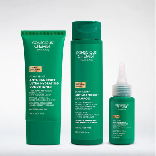 Anti-Dandruff Complete Scalp Care | Scalp Exfoliator, Shampoo & Conditioner | 3 units