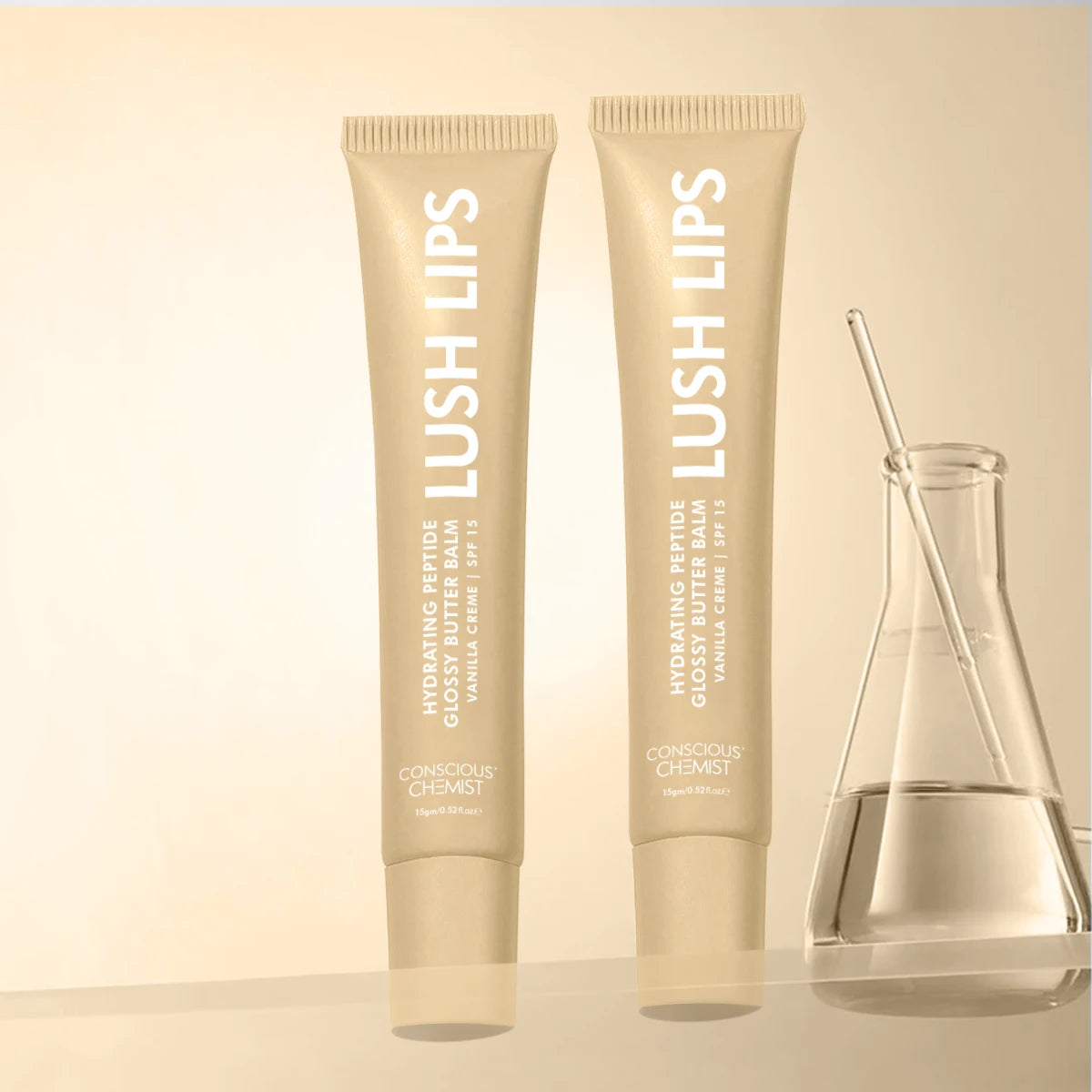 Glossy Peptide Lip Balm (Pack Of 2) | Vanilla | 12 Hrs Hydration | 2x15 Gms