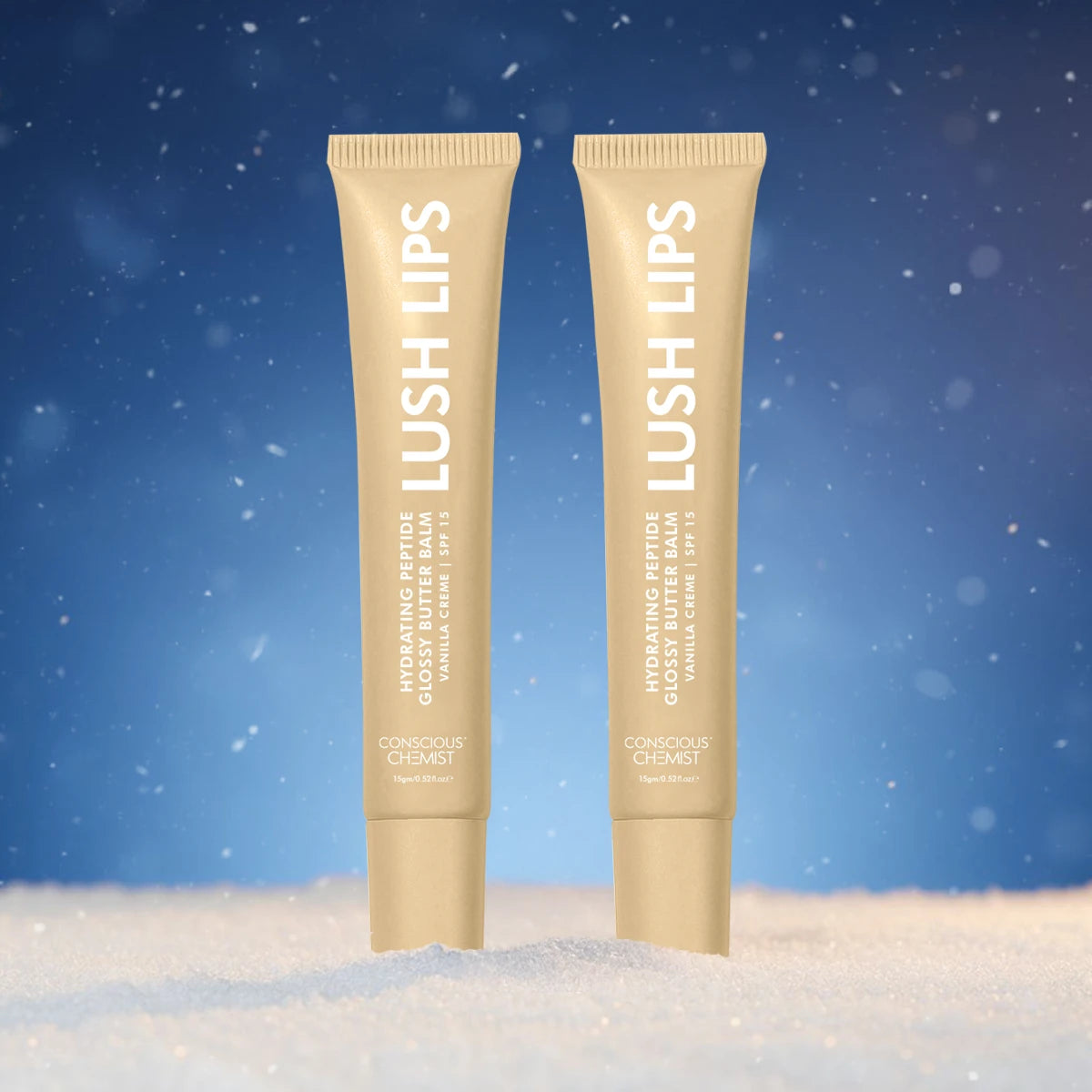 Glossy Peptide Lip Balm (Pack Of 2) | Vanilla | 12 Hrs Hydration | 2x15 Gms