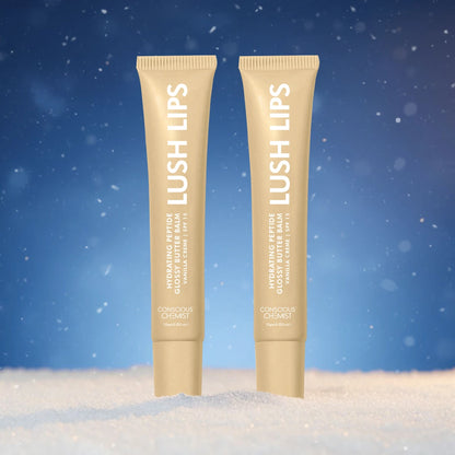 Glossy Peptide Lip Balm (Pack Of 2) | Vanilla | 12 Hrs Hydration | 2x15 Gms