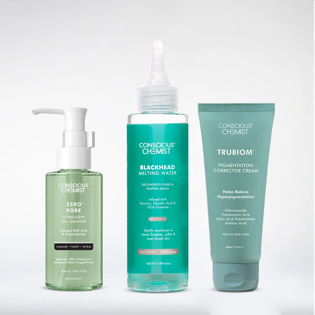 Pore Clearing & Dark Spot Trio | Oil Cleanser, Blackhead Treatment & Pigmentation Cream| Combo