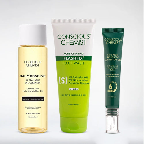 Acne Cleansing Routine | Oil Cleanser, Acne Face Wash & Spot Corrector | Combo