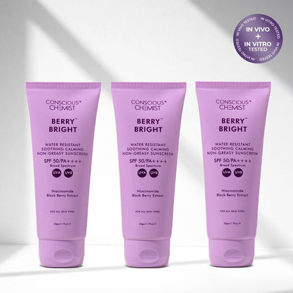 Berry Bright Sunscreen( 3x50 Gms) | SPF 50 PA ++++ & Water Resistant | Pack Of Three