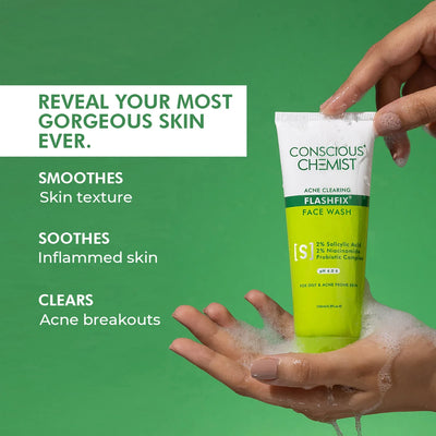 Oil Control & Acne Clearing Exfoliating Face Wash | AHA, BHA & CICA Extract | Slashed
