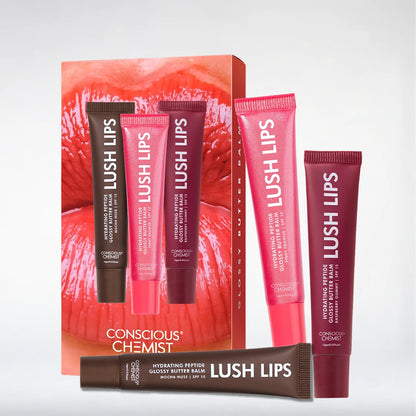 Lush Lips Gift Pack | Glossy Peptide Lip Balms | Pack of 3  | Super Saver Sale