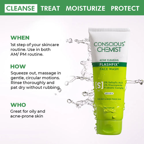 Oil Control & Acne Clearing Exfoliating Face Wash | AHA, BHA & CICA Extract | 100 ml | Flash Sale